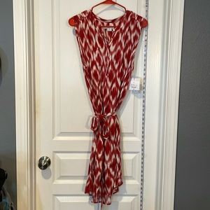 Liz Claiborne Petite XL-Sleeveless shirt Dress Red & White 100% Rayon NWT